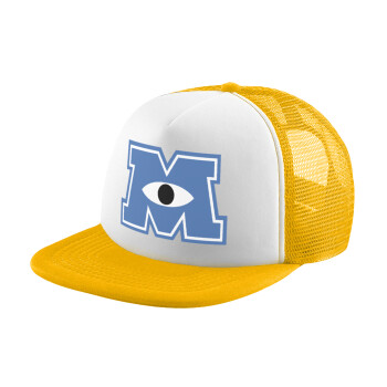 Monster inc, Adult Soft Trucker Hat with Yellow/White Mesh (POLYESTER, ADULT, UNISEX, ONE SIZE)