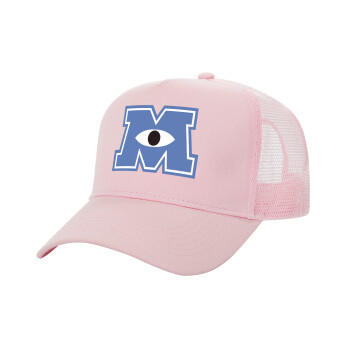 Monster inc, Adult Structured Trucker Hat, with Mesh, PINK (100% COTTON, ADULT, UNISEX, ONE SIZE)