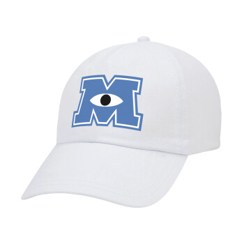 Monster inc, Adult Baseball Cap White 5-panel (POLYESTER, ADULT, UNISEX, ONE SIZE)