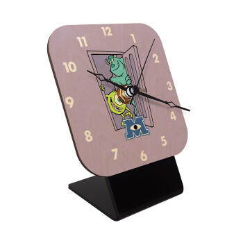 Monster inc, Quartz Table clock in natural wood (10cm)