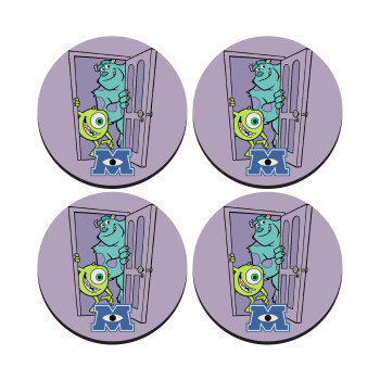 Monster inc, SET of 4 round wooden coasters (9cm)