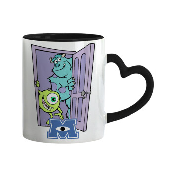 Monster inc, Mug heart black handle, ceramic, 330ml