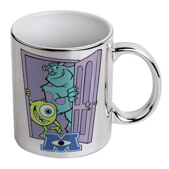 Monster inc, Mug ceramic, silver mirror, 330ml