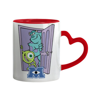 Monster inc, Mug heart red handle, ceramic, 330ml