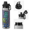 Metallic water bottle with safety cap, 850ml aluminum