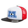 Adult Foam Flat Snapback with Mesh Black-White-Red (POLYESTER, ADULT, UNISEX, ONE SIZE)