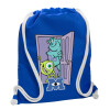 Backpack pouch GYMBAG Blue, with pocket (40x48cm) & thick cords