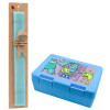 Easter Set, children's snack container BLUE & Easter aromatic flat candle (30cm) (TURQUOISE)