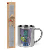 Easter Set, metallic thermal cup (300ml) & Easter aromatic flat candle (30cm) (GRAY)