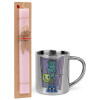 Easter Set, metallic thermal cup (300ml) & aromatic flat Easter candle (30cm) (PINK)