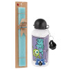 Easter Set, metallic aluminum water bottle (500ml) & scented flat candle (30cm) (TURQUOISE)