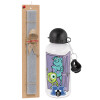 Easter Set, metallic aluminum water bottle (500ml) & aromatic flat Easter candle (30cm) (GRAY)