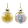 Transparent Christmas tree ball ornament with gold filling 8cm