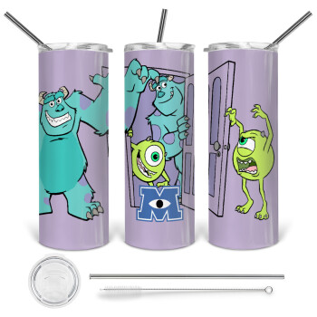 Monster inc, 360 Eco friendly ποτήρι θερμό (tumbler) από ανοξείδωτο ατσάλι 600ml, με μεταλλικό καλαμάκι & βούρτσα καθαρισμού