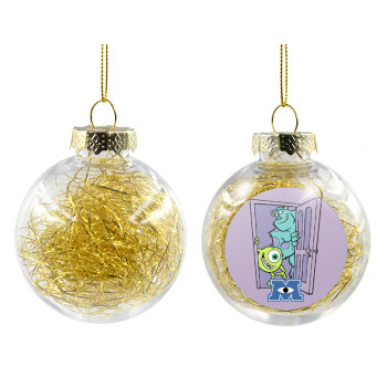 Monster inc, Transparent Christmas tree ball ornament with gold filling 8cm