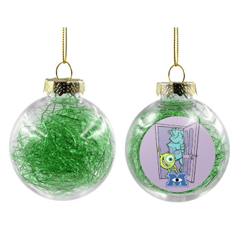 Monster inc, Transparent Christmas tree ball ornament with green filling 8cm