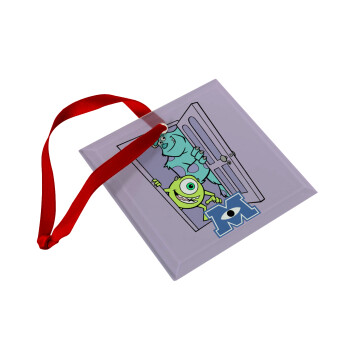 Monster inc, Christmas ornament, glass square ornament 9x9cm