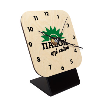 ΠΑΣΟΚ από κούνια, Quartz Table clock in natural wood (10cm)