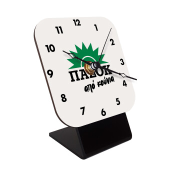 ΠΑΣΟΚ από κούνια, Quartz Wooden table clock with hands (10cm)