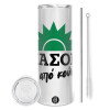 Eco friendly ποτήρι θερμό (tumbler) από ανοξείδωτο ατσάλι 600ml, με μεταλλικό καλαμάκι & βούρτσα καθαρισμού