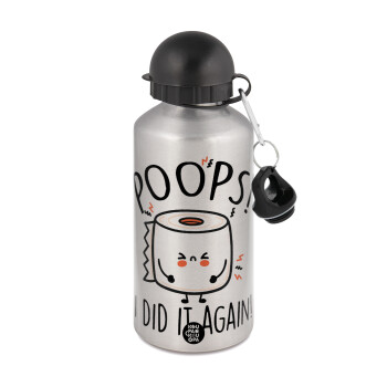 Poops!...I Did It Again, Metallic water jug, Silver, aluminum 500ml