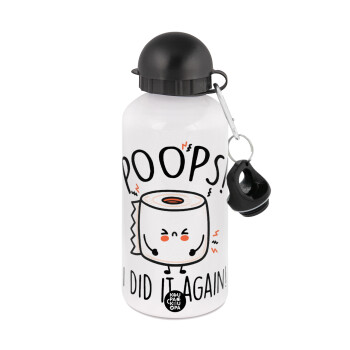 Poops!...I Did It Again, Metal water bottle, White, aluminum 500ml