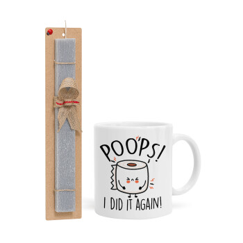 Poops!...I Did It Again, Easter Set, Ceramic Cup (330ml) & Easter aromatic flat candle (30cm) (GRAY)