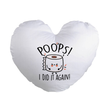 Poops!...I Did It Again, Μαξιλάρι καναπέ καρδιά 40x40cm περιέχεται το  γέμισμα