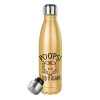 Glitter gold stainless steel thermos bottle, double-walled, 500ml