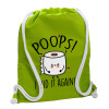 Backpack bag GYMBAG LIME GREEN, with pocket (40x48cm) & thick cords