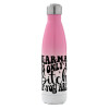 Metal mug thermos Pink/White (Stainless steel), double wall, 500ml