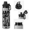 Metallic water bottle with safety cap, 850ml aluminum