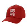 Adult Baseball Cap, 100% Cotton, Red (COTTON, ADULT, UNISEX, ONE SIZE)