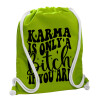 Backpack bag GYMBAG LIME GREEN, with pocket (40x48cm) & thick cords