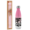 Easter Set, Metallic pink/white (Stainless steel) thermos, double-walled, 500ml & aromatic flat Easter candle (30cm) (PINK)