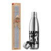 Easter Set, metallic stainless thermos flask (500ml) & scented flat Easter candle (30cm) (GRAY)