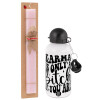 Easter Set, metallic aluminum bottle (500ml) & aromatic flat Easter candle (30cm) (PINK)