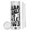 Eco friendly stainless steel tumbler 600ml, with metal straw & cleaning brush