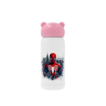 Spiderman City, Pink stainless steel thermal flask, 320ml