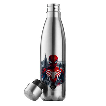 Spiderman City, Inox (Stainless steel) double-walled metal mug, 500ml