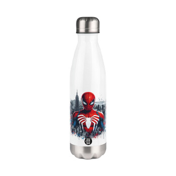 Spiderman City, Metal mug thermos White (Stainless steel), double wall, 500ml