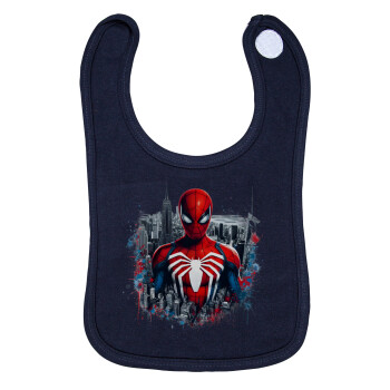 Spiderman City, Σαλιάρα με Σκρατς 100% Organic Cotton Μπλε (0-18 months)