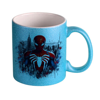 Spiderman City, Κούπα Σιέλ Glitter που γυαλίζει, κεραμική, 330ml