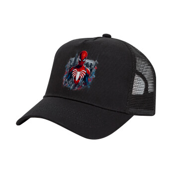 Spiderman City, Trucker Hat with Mesh, Black, (COTTON, KIDS, UNISEX, ONE SIZE)