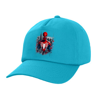 Spiderman City, Adult Baseball Cap, 100% Cotton, Blue (COTTON, ADULT, UNISEX, ONE SIZE)