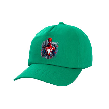 Spiderman City, Children's Baseball Cap, 100% Cotton Twill, Green (COTTON, CHILDREN'S, UNISEX, ONE SIZE)