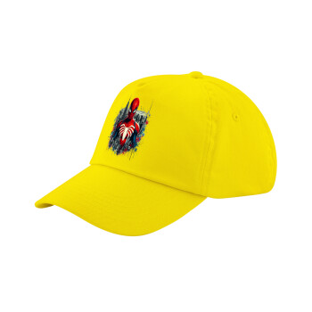 Spiderman City, Child's Baseball Cap, 100% Cotton Twill, Yellow (COTTON, CHILD, UNISEX, ONE SIZE)