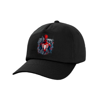 Spiderman City, Adult Baseball Cap, 100% Cotton, Black (COTTON, ADULT, UNISEX, ONE SIZE)