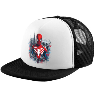 Spiderman City, Καπέλο Ενηλίκων Soft Trucker με Δίχτυ Black/White (POLYESTER, ΕΝΗΛΙΚΩΝ, UNISEX, ONE SIZE)