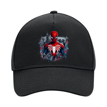 Spiderman City, Adult Ultimate Hat BLACK, (100% COTTON DRILL, ADULT, UNISEX, ONE SIZE)